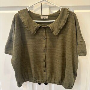 Madewell women green 2xl short sleeve spring and summer polyester shirt